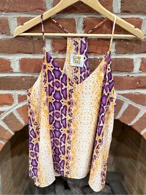 Cake Purple & Yellow Snake-Print Spaghetti-Strap Camisole